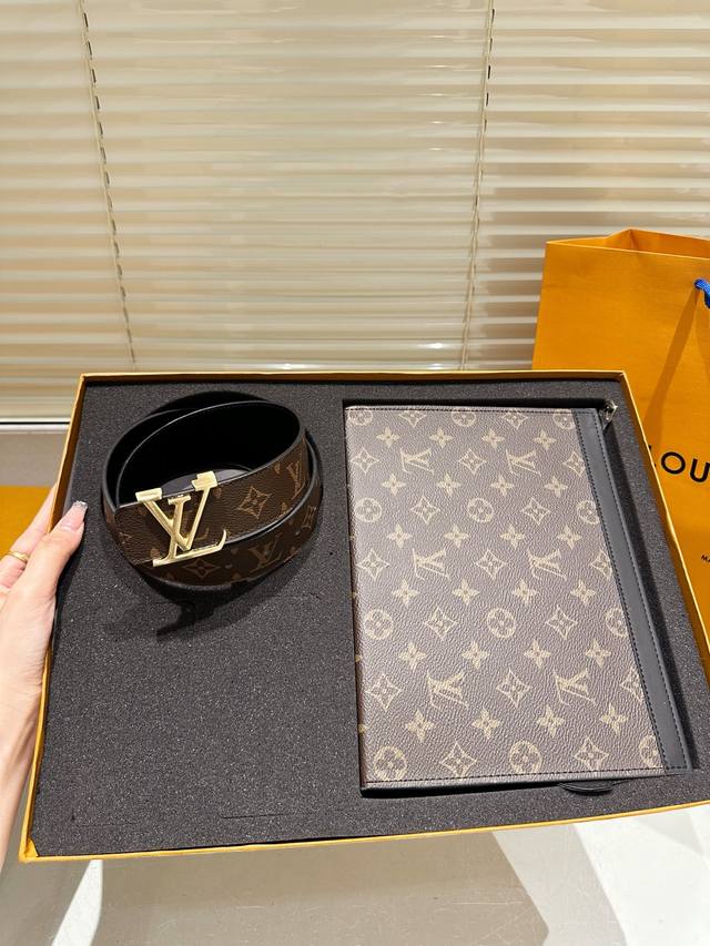 original handbag belt with gift box high version! LV leather belt ~ popular uni