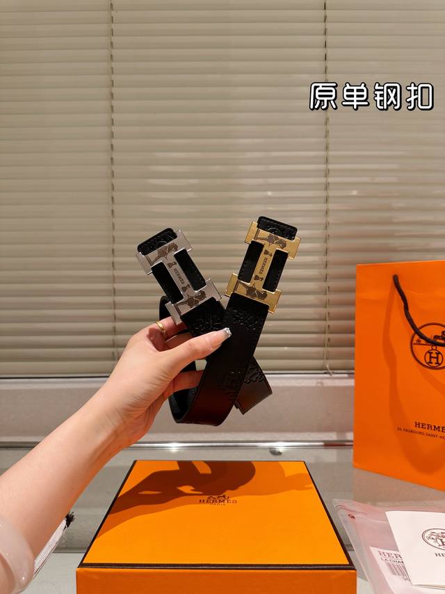 steel buckle High version! Belt Hermes leather belt ~ the most popular version
