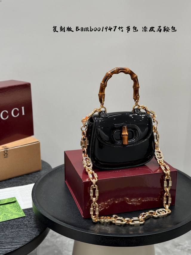 Full gift boxReplica edition! CowhideSize: 17*13Cm MiniGucci Bamboo1947 patent l