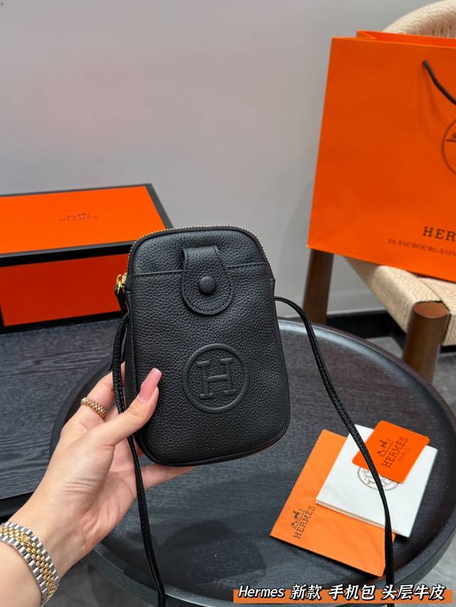 with gift box First layer cowhide Hermes Hermes hits the market Mobile phone ba
