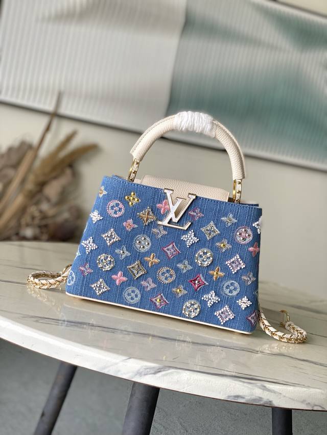 Factory Price P Premium Genuine Leather M12947 White Leather Denim Small This Ca