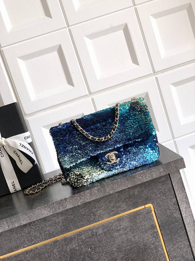 Ohanel 25P gradient blue heavyweight high-end handmade embroidery dense sequins,