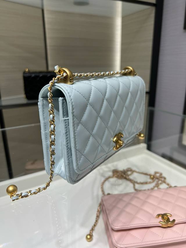 Ohanel 25S new double gold ball Woc fortune bag waxed calfskin retro hardware ro