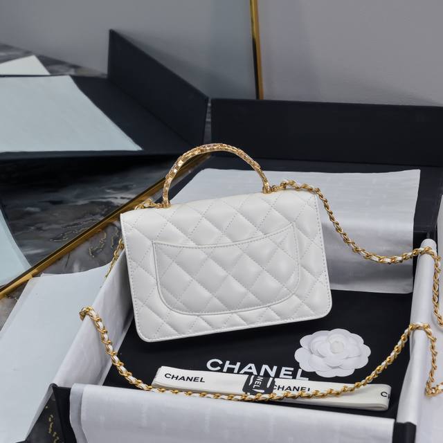 Chanel 24S letter braided handles, Woc metal logo embossed with black diamonds,