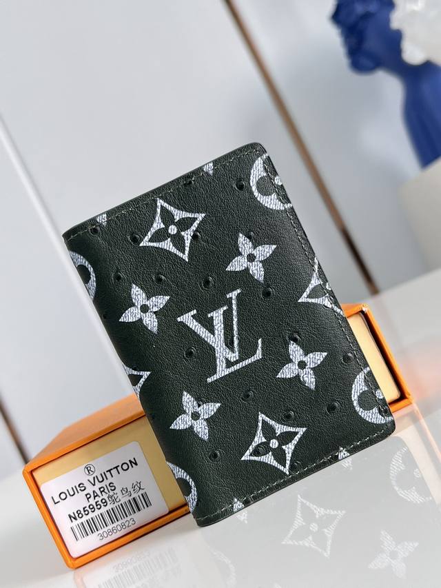 top-quality original, original, M85959 ostrich-patterned pocket wallet. Crafted