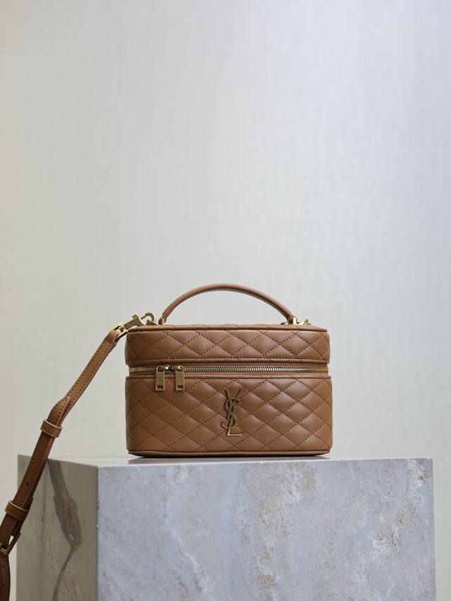 The caramel-colored Gaby Mini box bag is about to become a hot item for the new