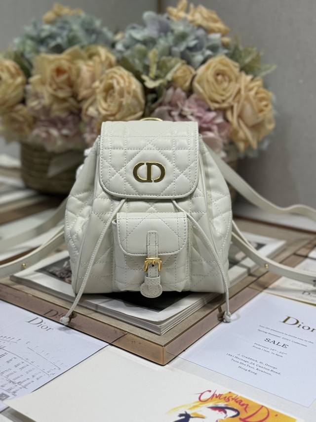 Small Dior Caro Backpack in White This Dior Caro backpack is a new product from