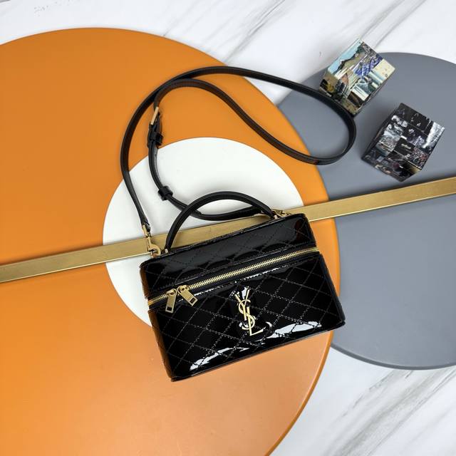 The black patent leather Gaby Mini box bag is about to become a hot item for the
