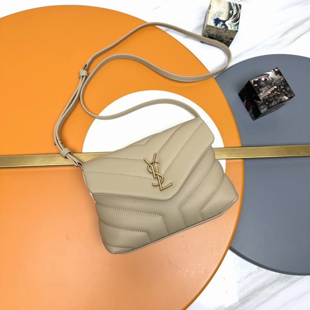 The original version of the apricot gold-buckle P Loulou mini crossbody bag is h