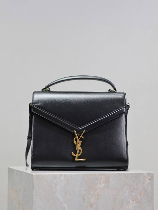 Black Gold Buckle Toothpick Pattern Cassandra Briefcase, made of imported Italia