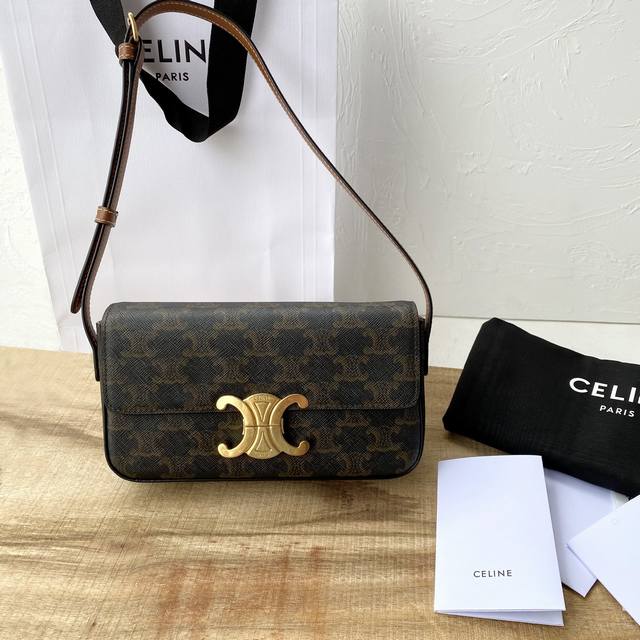 underarm bag top original Triomphe logo printed cowhide underarm bag size 20X10X
