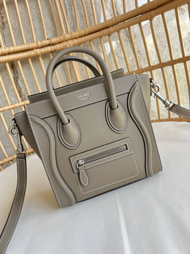 30cm Small Diamond-Patterned CELINE Smiley Face Bag, a classic original cowhide