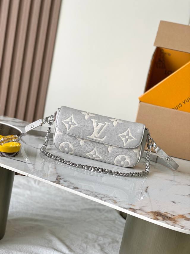 Premium Mb Original Leather Wallet On Chain Ivy Handbag Model: M14225 Taro Cream