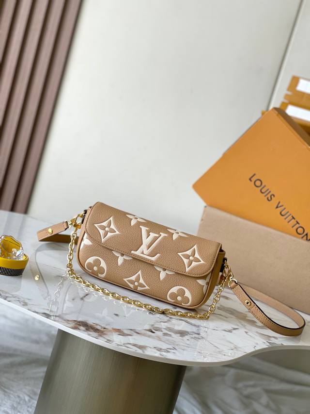 Premium Mb Original Leather Wallet On Chain Handbag Model: M12758 Caramel Dynami