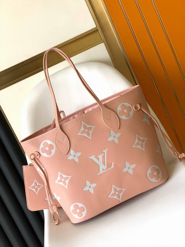 Top-of-the-line Neverfull Medium Handbag. 46329 This pink silk-screened Tote Mm