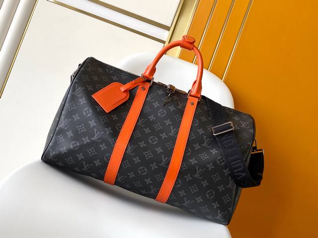 M15251 Black Flower Orange Red 45cm 163C01 Variable Chip This Keepall Bandouli