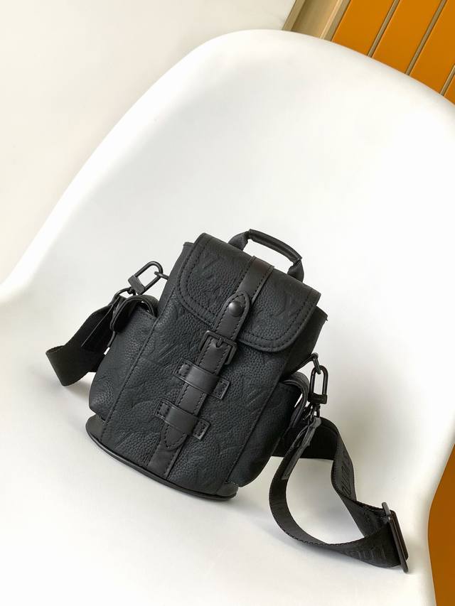 Premium Original M83164 Black Full Leather Embossed Men's Mini Backpack Collecti