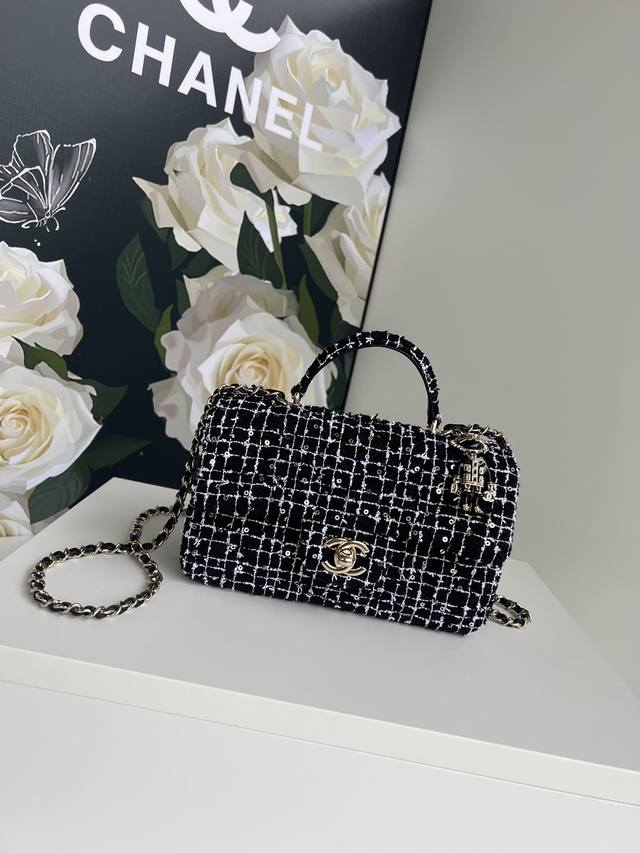 Chanel 21K latest Mini Cf Handle Handbag As2431 Classic diamond flap bag decorat