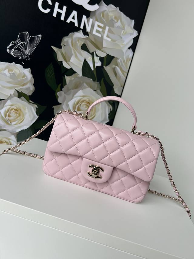 Chanel 21K latest Mini Cf Handle handbag As2431 classic diamond flap bag decorat