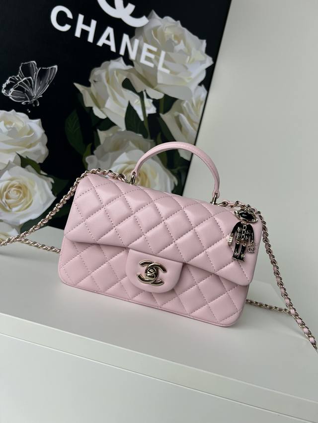 21K latest Mini Cf Handle handbag As2431 classic diamond flap bag with human hea