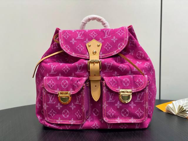 Original M95240 Rose Pink Denim Backpack. Lv Vintage M95056 Blue Backpack, a vin