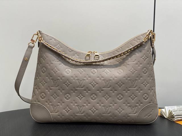Original Boutique M25854 Gray Full Leather Embossed Chain Croissant Bag Korea Pr