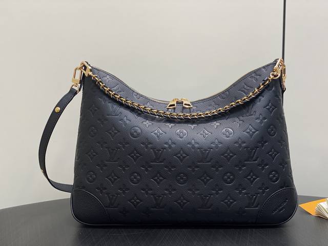 Original Boutique M13706 Black Full Leather Embossed Chain Croissant Bag Korea P