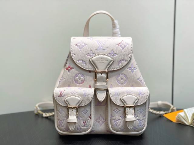 Original M15113 Beige Gradient Embossed Leather Backpack Series Backup Backpack
