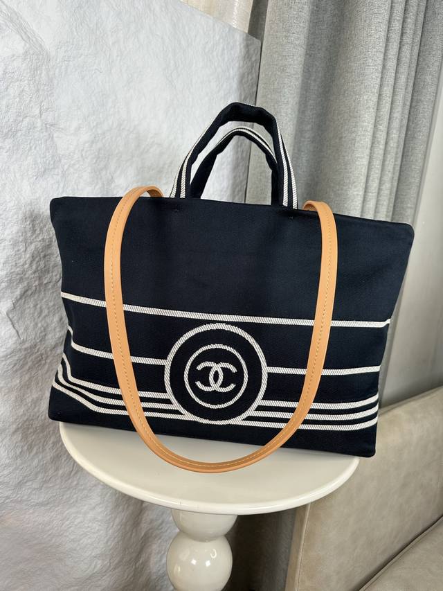 Chanel Classic Denim Shopping Bag, Classic Beach Bag, New Beach Denim Canvas Bag