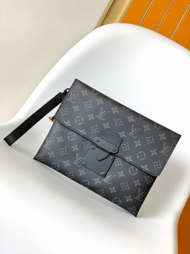 M82595 Premium original Pochette S-Lock clutch, crafted from Monogram Eclipse ca