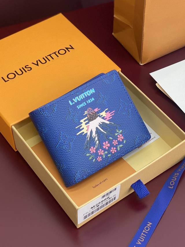 Factory Price: P M25986 Mount Fuji Blue! Slender Wallet! Crafted from colorful M