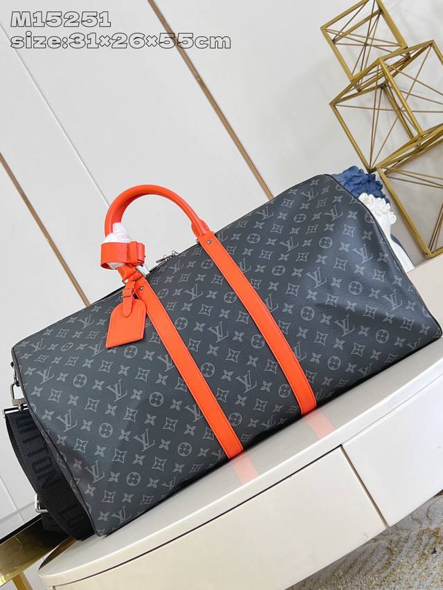 Factory Price P Top-Quality Original M15251 Black Flower Orange Leather 55cm Thi