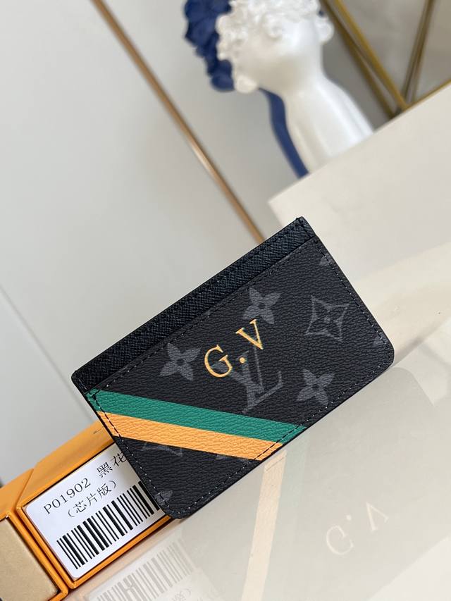 Factory Price P Top-grade original M01902 Black Monogram canvas card holder, sim