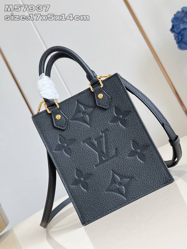 Factory Price P Premium Original M57937 Black Embossed This Petit Sac Plat handb