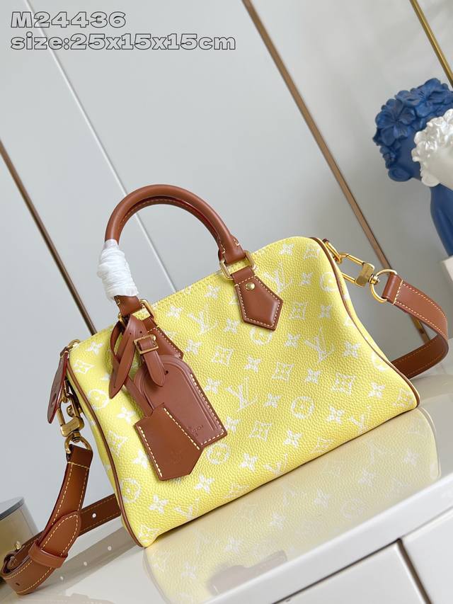 Factory Price P Premium Original M24436 Lemon Brown with Leather. This Speedy Ba