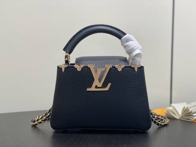 Factory price P Top original M48865 black gold diamond crown full leather Cap Na