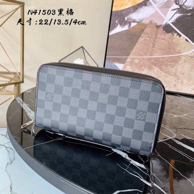 Factory Price P Chip Version N41503 Black Grid This robust Brazza Zippy Large Wa