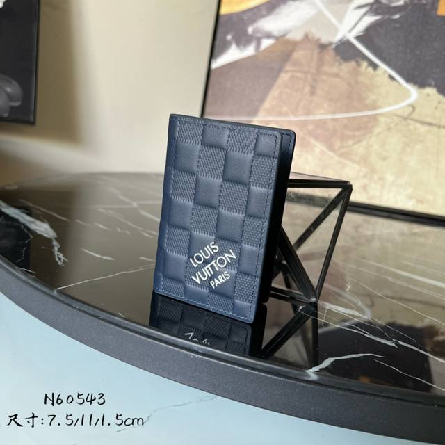 Factory Price P Premium Original M60543 Embossed Blue Card Holder! Louis Vuitton
