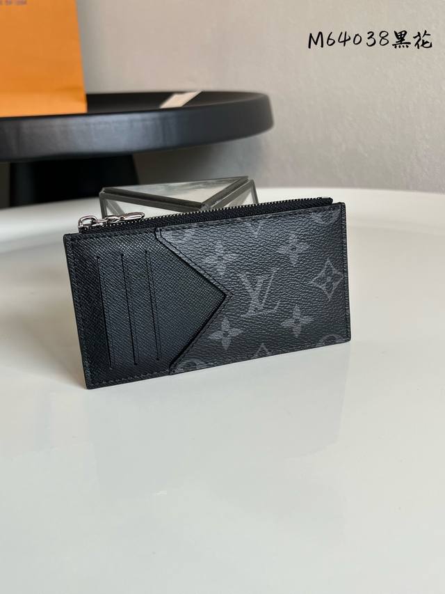 Factory Price P Chip Version M64038 Black Flower Coin Card Holder Made from Loui