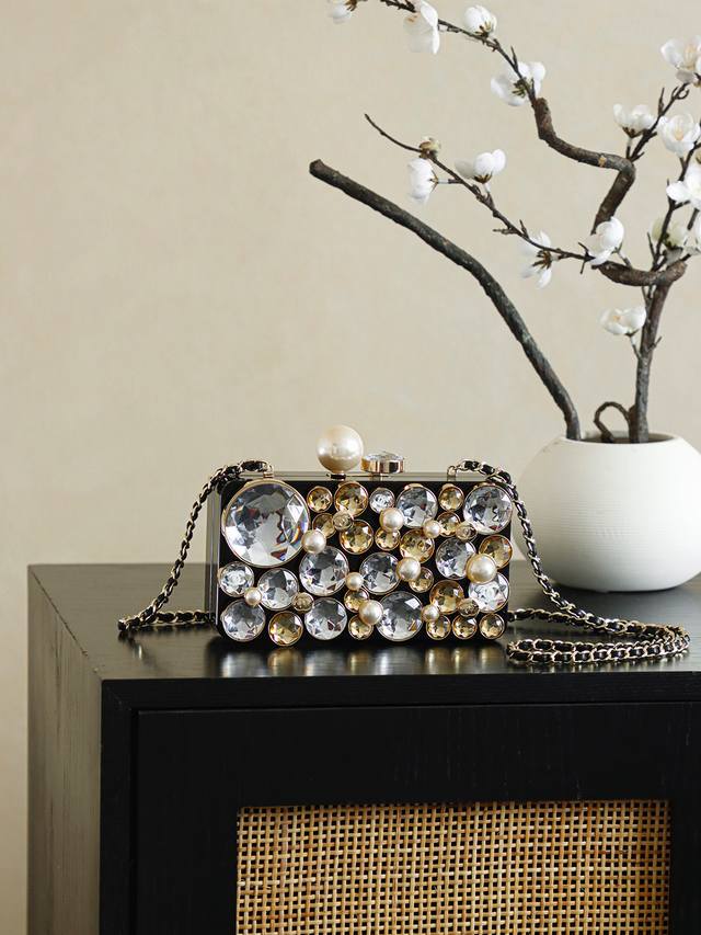 Haute Couture Diamond Box Evening Bag, size *.*. Exclusively available now! This