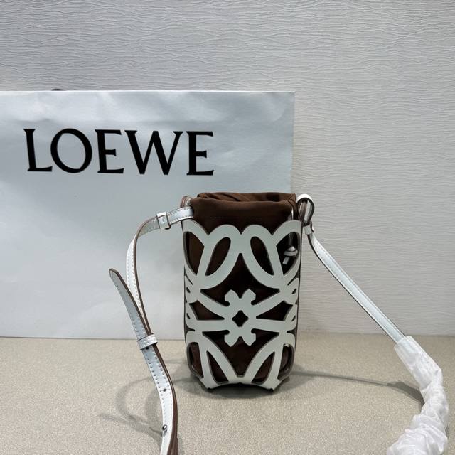 White} New multifunctional crossbody handbag, Anagram hollow cowhide design, her