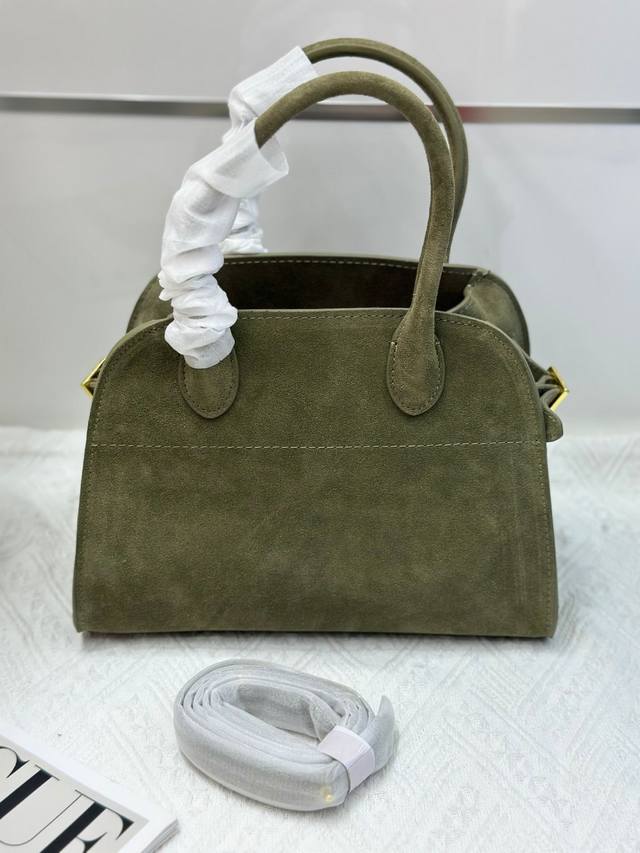 Special Price The Row Margaux 10 Matte Green is made of high-quality matte cowhi