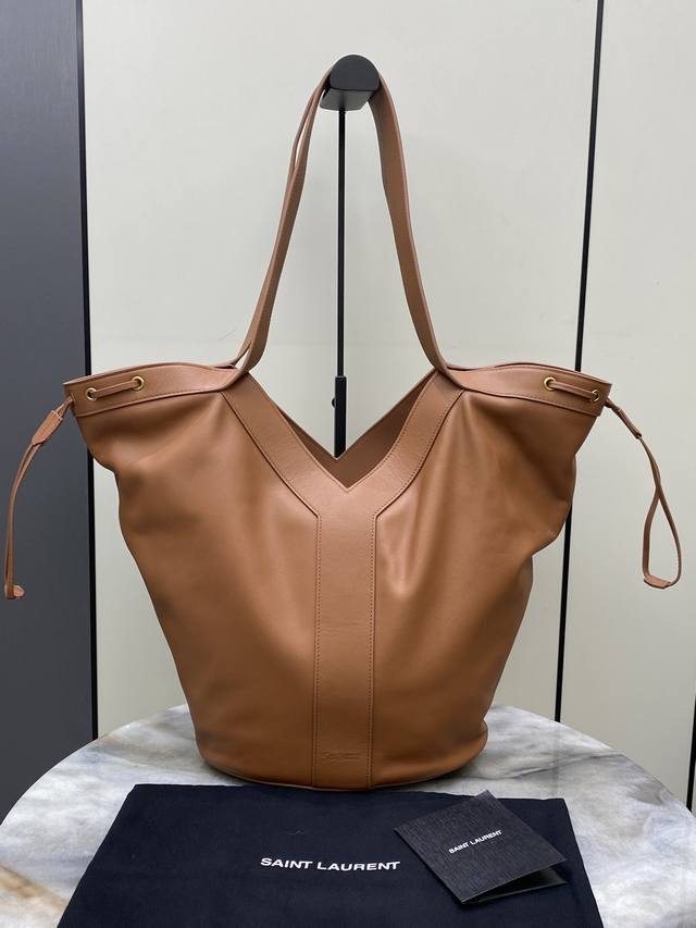 Brown plain gold original leather, exclusive Y large leather Hobo handbag, fine
