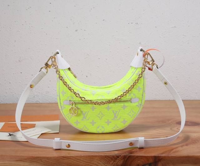 Premium original, all-steel hardware Loop half-moon underarm bag made from Monog