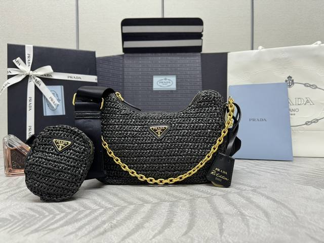 Straw 3-in-1 1Bh204 Black This pure hand-woven 3-in-1 design is amazing. One bag