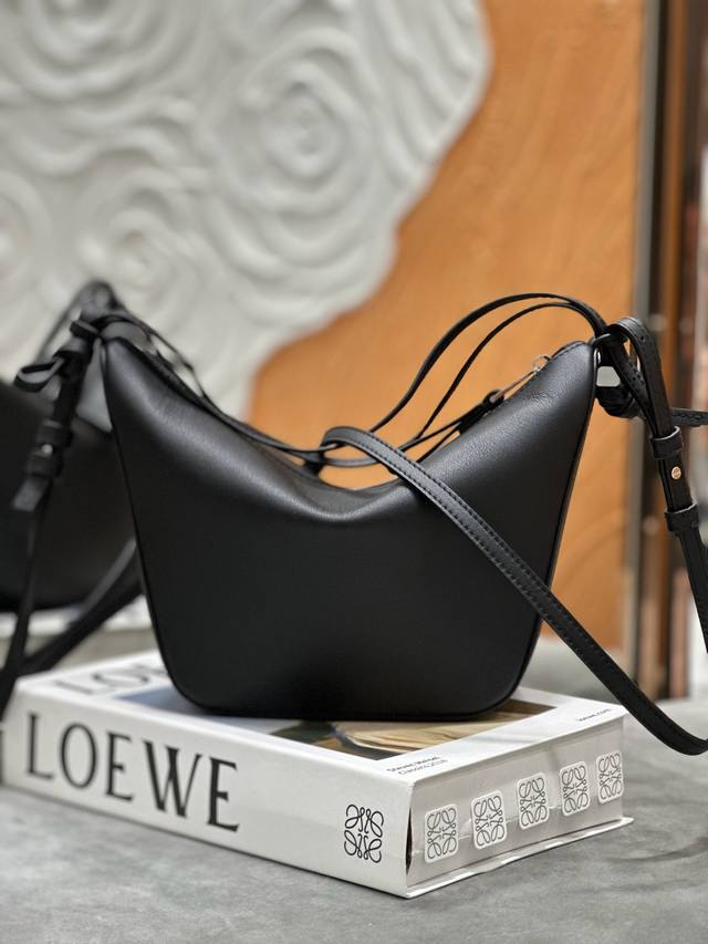 Original Lewe Mini Classic Calfskin Hammock Hobo Handbag. The black Hammock Hobo