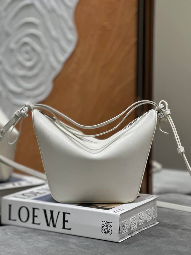 Original Lewe Mini Classic Calfskin Hammock Hobo Handbag, White. The Hammock Hob