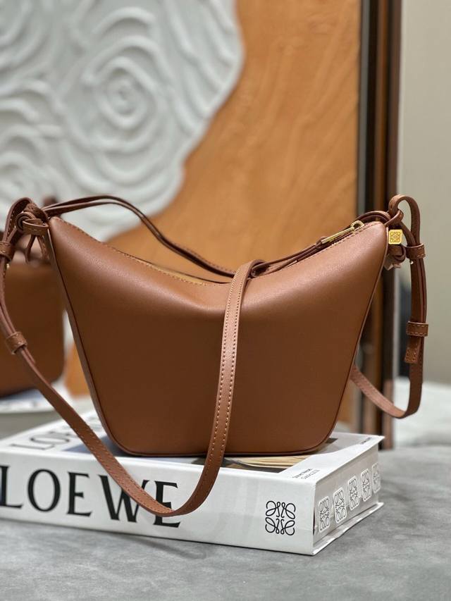 Original Lewe Mini Classic Calfskin Hammock Hobo Bag. The brown Hammock Hobo Bag