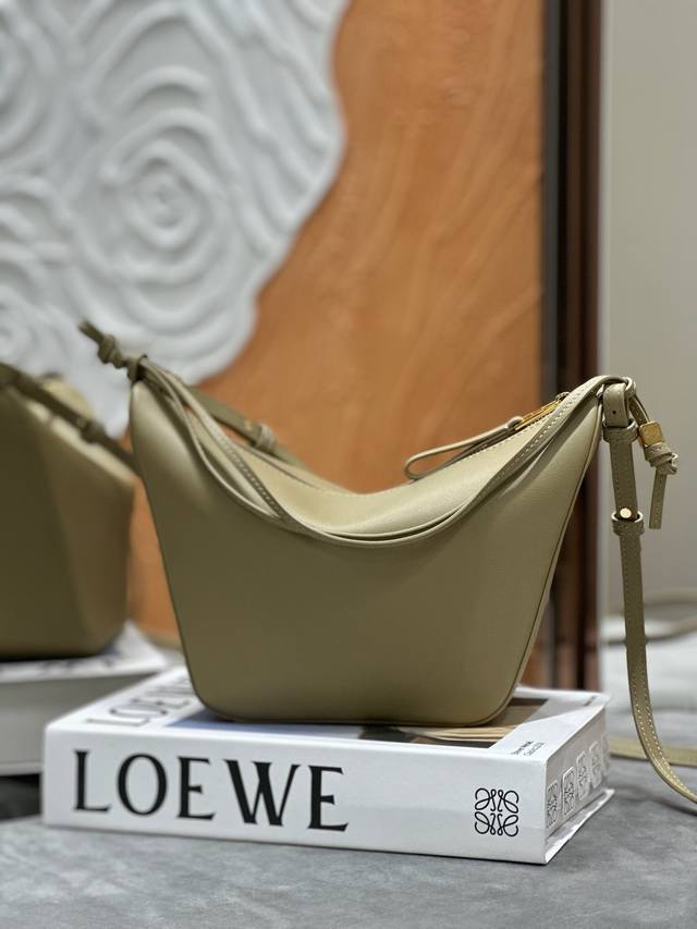 Original Lewe Mini Classic Calfskin Hammock Hobo Handbag in Earth Green. The Ham