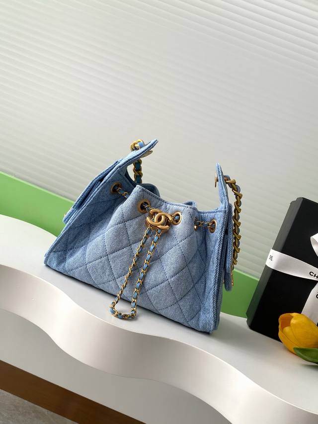 25P Denim Hip Hop Bag Mini Chanel Hobo Hippie Underarm Bag Small Retro Gold Coin